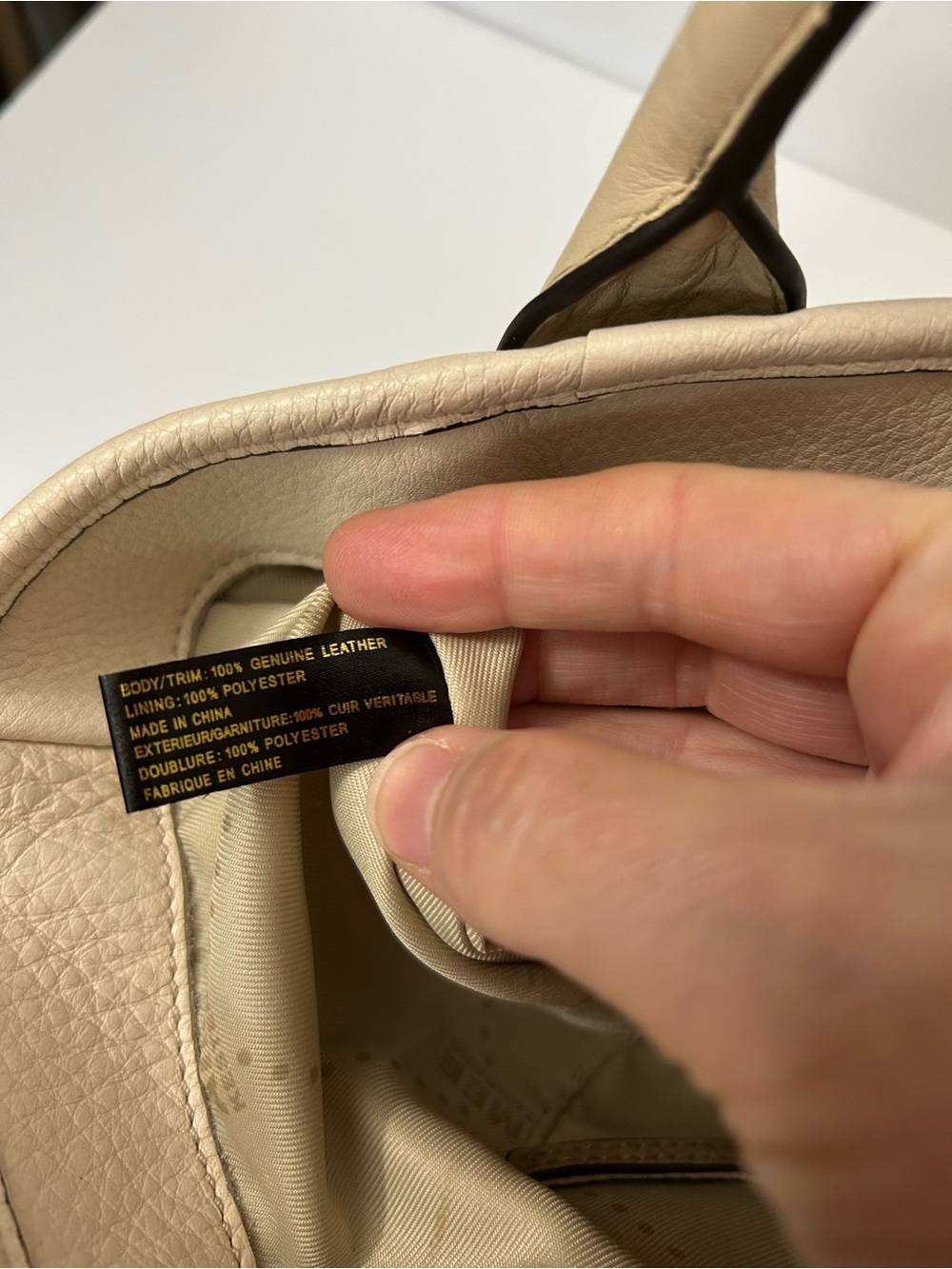Aimee Kestenberg Pebbled Cream Leather Satchel/Crossbody with Gold Hardware - Picture 10 of 16